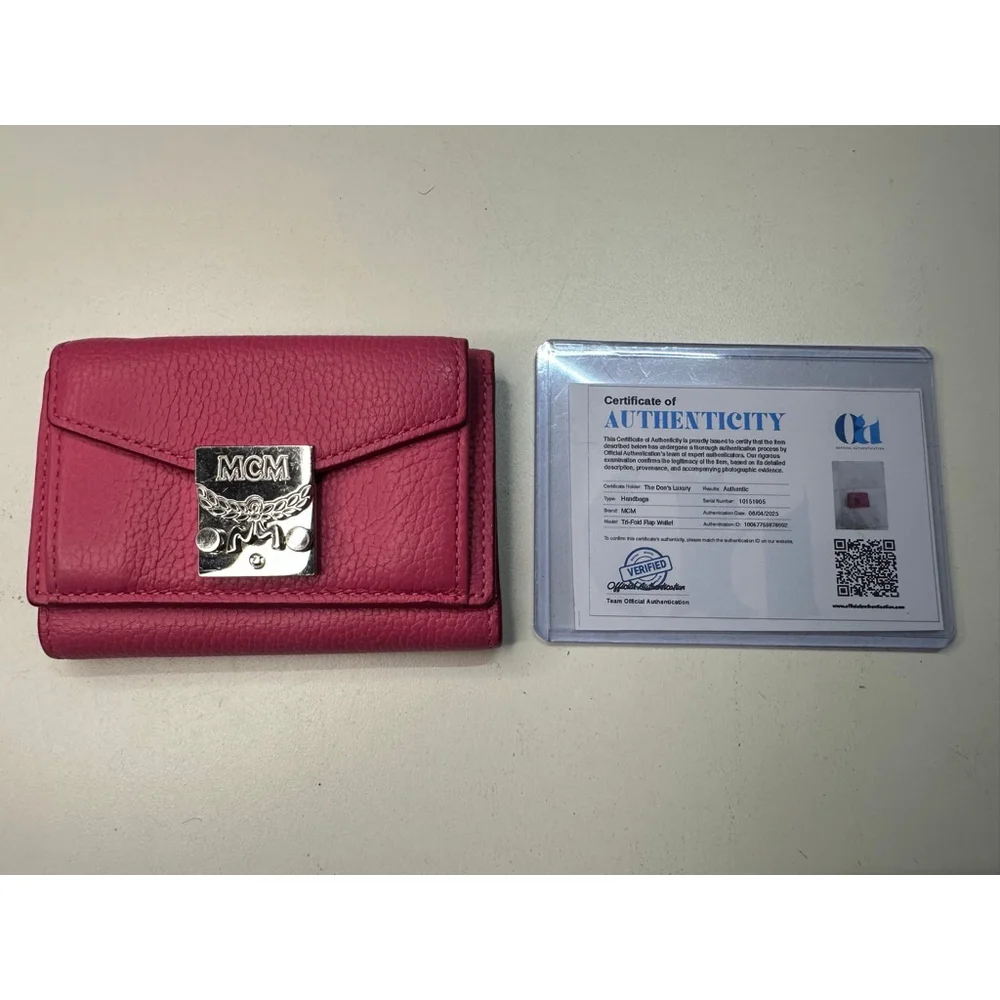 Women's MCM Pink Leather Tri-Fold Wallet